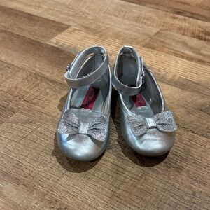 Silver Kids Shoes with Bow